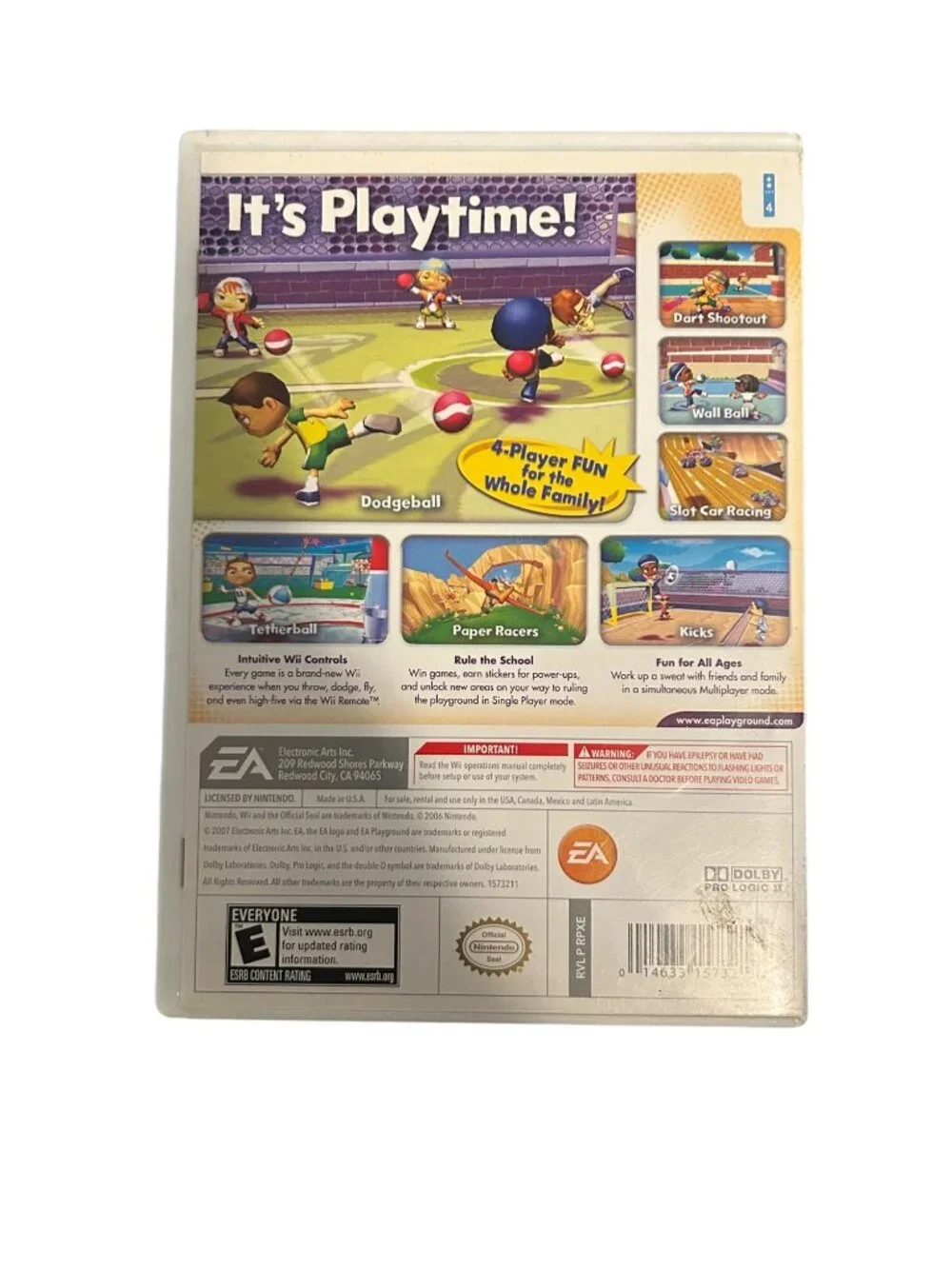 Playground Nintendo Wii Game Includes Dodgeball Complete With Case & Instruction